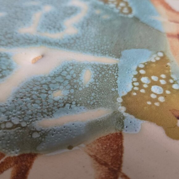 Handcrafted Art Platter Abstract Design 14 inch Signed OOAK Pottery large - Picture 8 of 16